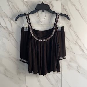 black crop top and shorts set